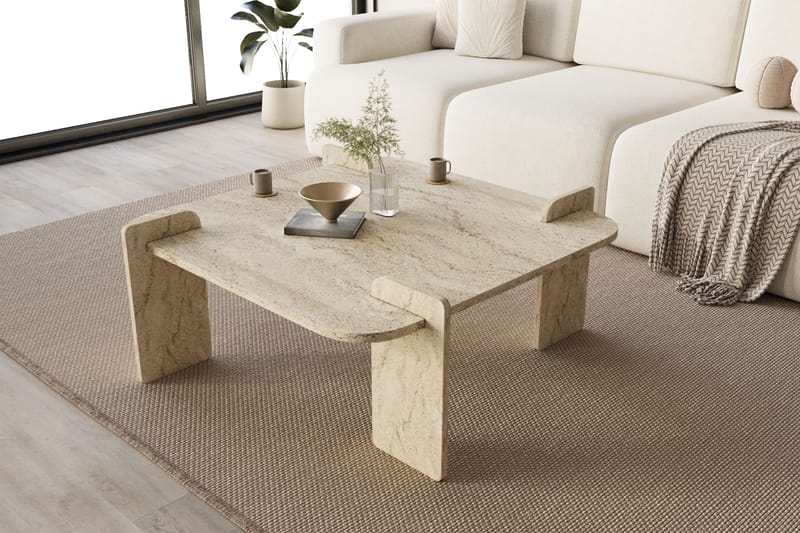 Morricus sofabord 90 cm kvadratisk - Travertin - Møbler - Bord - Sofabord