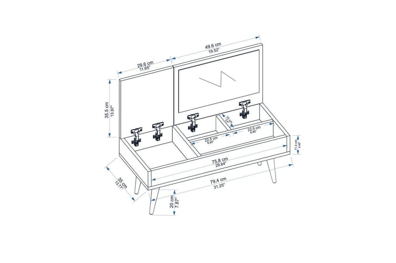 Morven Sminkebord 79,4 cm - Hvit - Møbler - Bord - Sminkebord & toalettbord