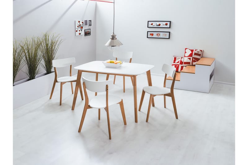 Mosson Spisebord 120 cm - Hvit/Natur - Spisebord & kjøkkenbord