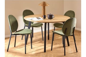 Motona Rund Spisegruppe 120 cm + 4 stk. Toroni Spisestoler - Svart/Grønn - Møbler - Bord - Spisegrupper