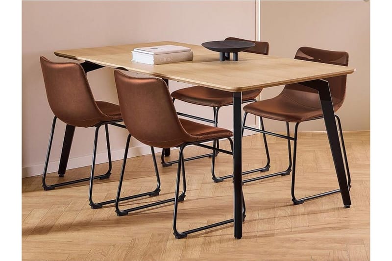 Motona Spisegruppe 160 Cm + 4 Romia Spisestuestoler, Svart