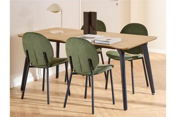 Motona Spisegruppe 160 cm + 4 stk. Toroni Spisestoler - Svart/Grønn - Møbler - Bord - Spisegrupper