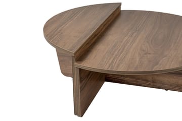 Mukund Ovalt Sofabord 90 cm med Todelt Plate i Tre Valnøtt - Brun - Møbler - Bord - Sofabord