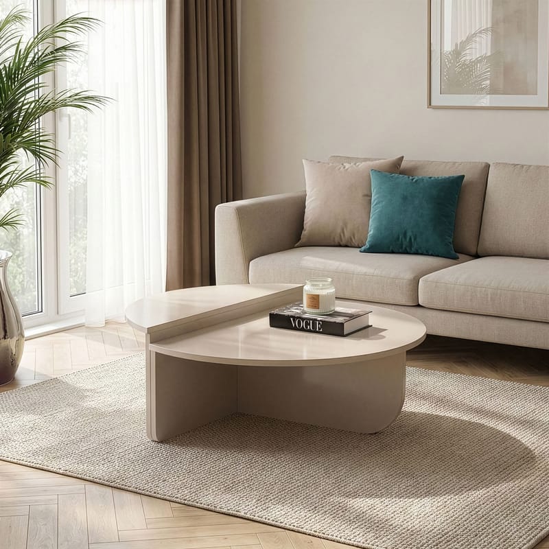 Mukund Rundt Sofabord i Lyst Tre - Beige - Møbler - Bord - Sofabord