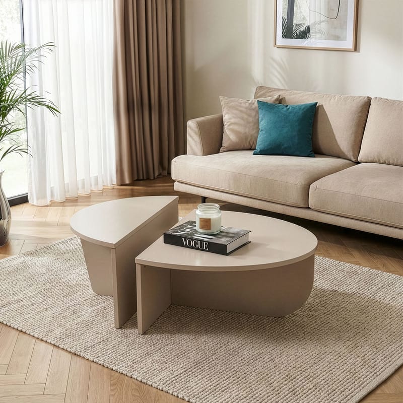 Mukund Rundt Sofabord i Lyst Tre - Beige - Møbler - Bord - Sofabord