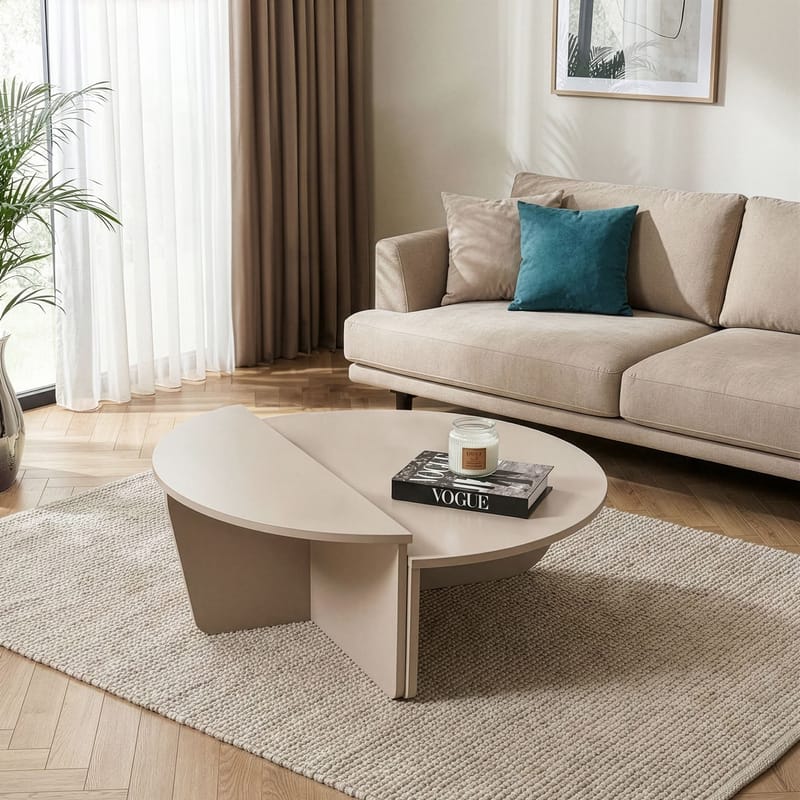Mukund Rundt Sofabord i Lyst Tre - Beige - Møbler - Bord - Sofabord