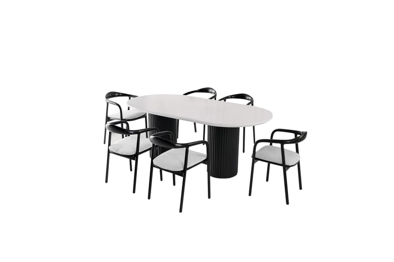 Murat Spisebord 200 cm - Hvit/Svart - Spisebord & kjøkkenbord
