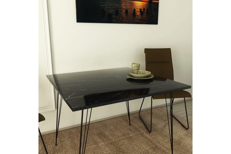 Murtwell Rektangulært Spisebord 90 cm i Stein med Marmoreffekt - Svart|Hvit - Møbler - Bord - Spisebord & kjøkkenbord