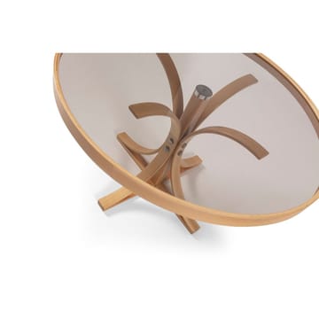Namarta 80 cm Rundt Salongbord i Glass med Buede Ben - Brun - Møbler - Bord - Sofabord