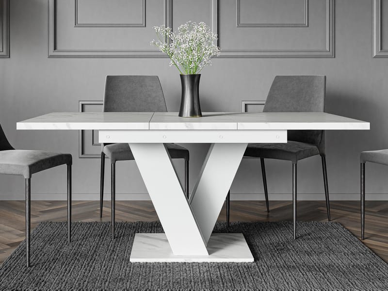 Nand Förlängningsbart Spisebord 120-160 cm Rektangulær - Hvit - Møbler - Bord - Spisebord & kjøkkenbord