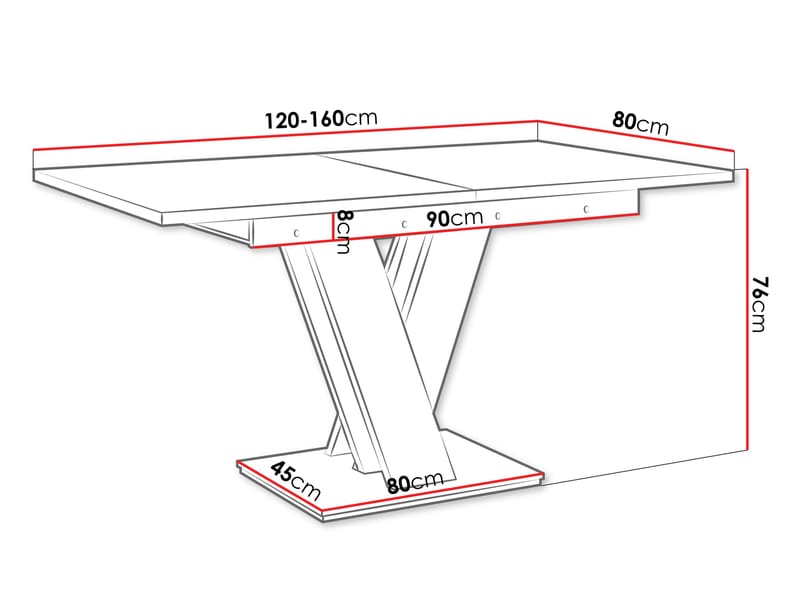 Nand Förlängningsbart Spisebord 120-160 cm Rektangulær - Hvit - Møbler - Bord - Spisebord & kjøkkenbord