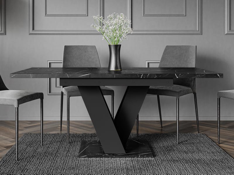 Nand Förlängningsbart Spisebord 120-160 cm Rektangulær - Svart - Møbler - Bord - Spisebord & kjøkkenbord