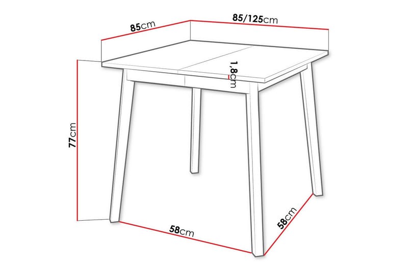 Narberth Spisebord 85 cm - Hvid - Spisebord & kjøkkenbord