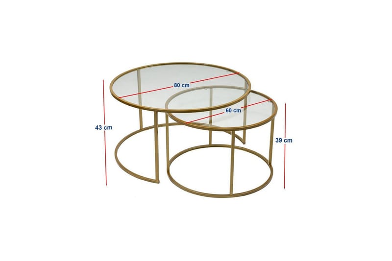 Naruram Stuebord 80 cm - Gull/Gjennomsiktig - Møbler - Bord - Sofabord