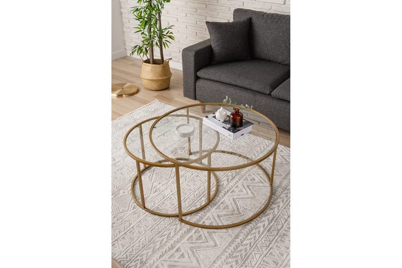 Naruram Stuebord 80 cm - Gull/Gjennomsiktig - Møbler - Bord - Sofabord