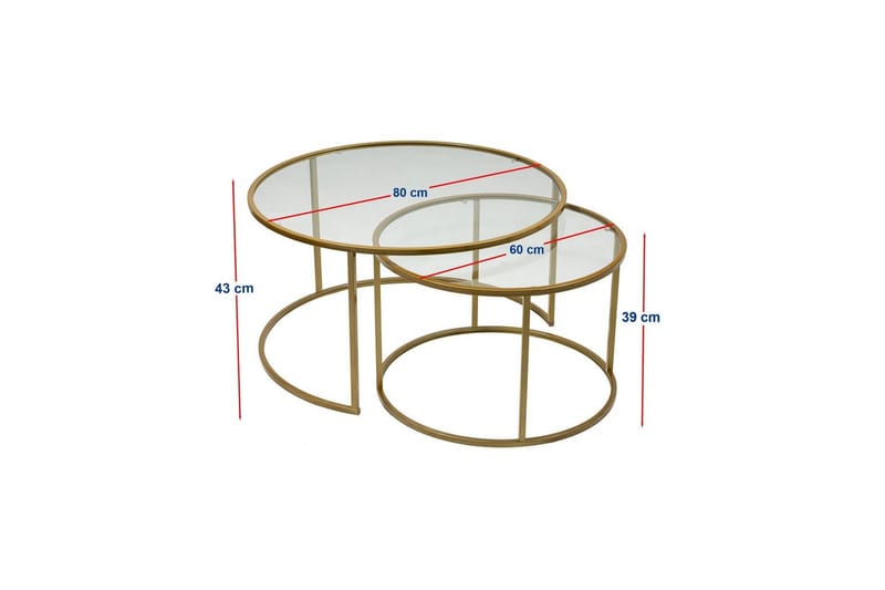 Naruram Stuebord 80 cm - Gull/Gjennomsiktig - Møbler - Bord - Sofabord