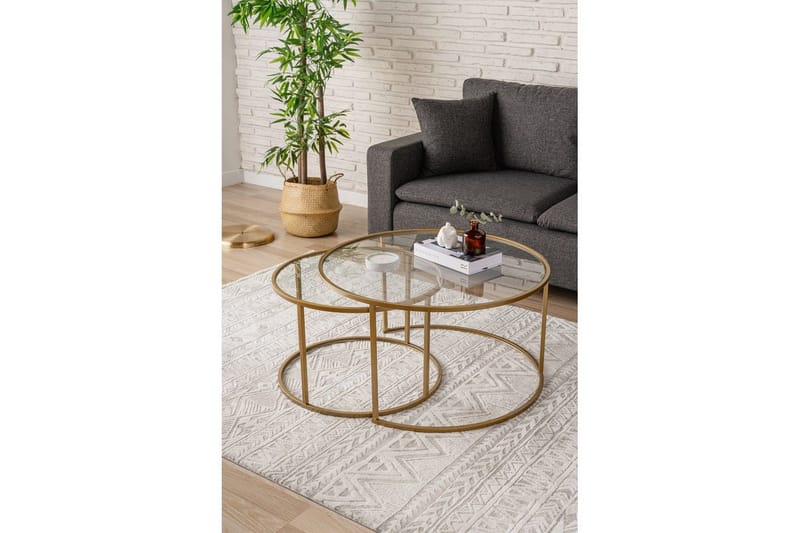 Naruram Stuebord 80 cm - Gull/Gjennomsiktig - Møbler - Bord - Sofabord