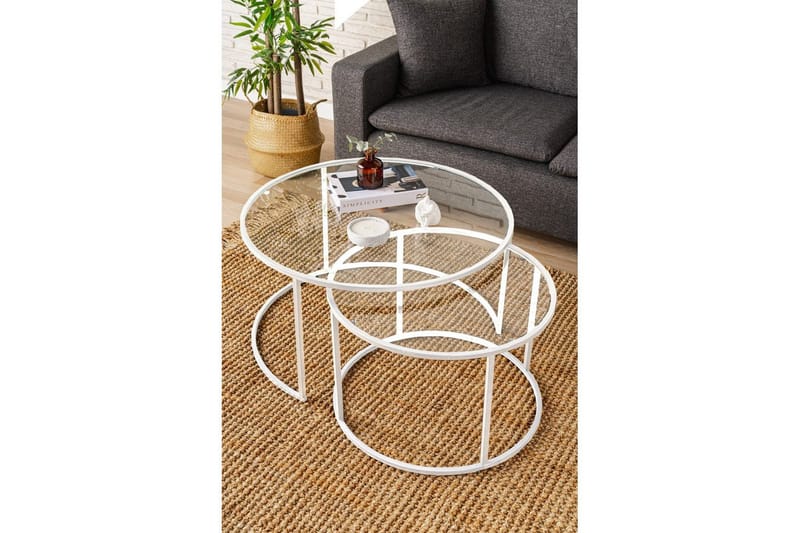 Naruram Stuebord 80 cm - Hvit/Gjennomsiktig - Møbler - Bord - Sofabord