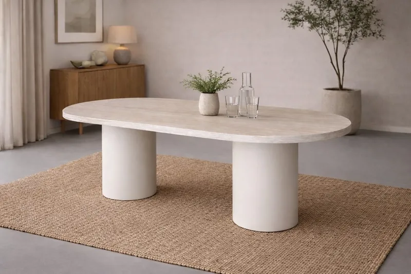 Narvik ovalt spisebord 200 cm, Beige