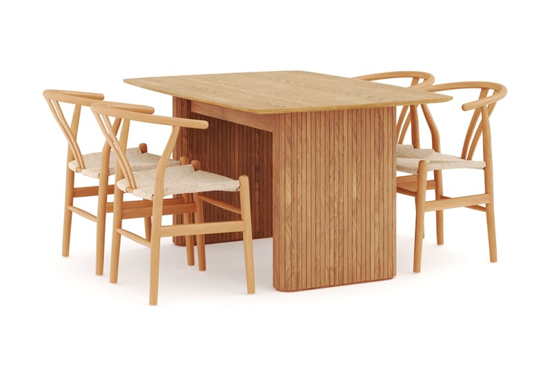 Nixrai Matgruppe 140 cm med 4 Dastoori Spisestol - Eik - Møbler - Bord - Spisegrupper