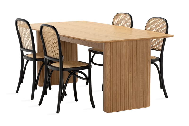 Nixrai Spisebord 200 cm med 4 Bjarshog Spisestoler - Eik - Spisegrupper