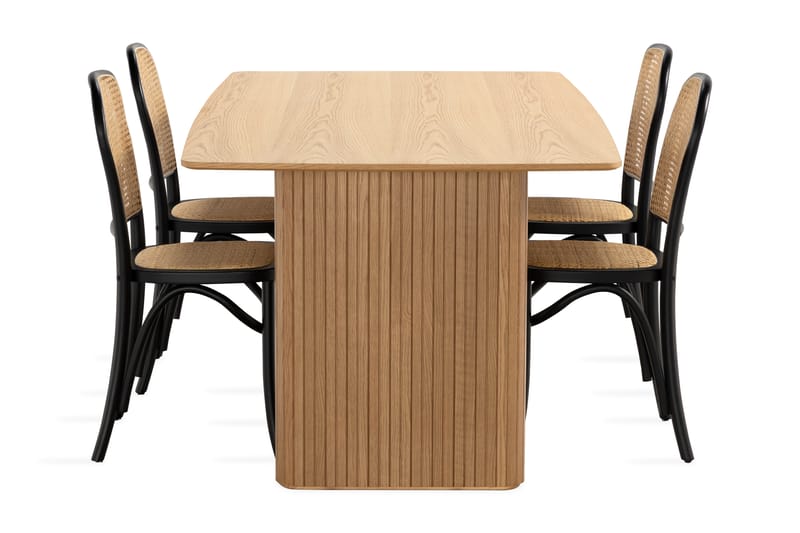 Nixrai Spisebord 200 cm med 4 Bjarshog Spisestoler - Eik - Spisegrupper