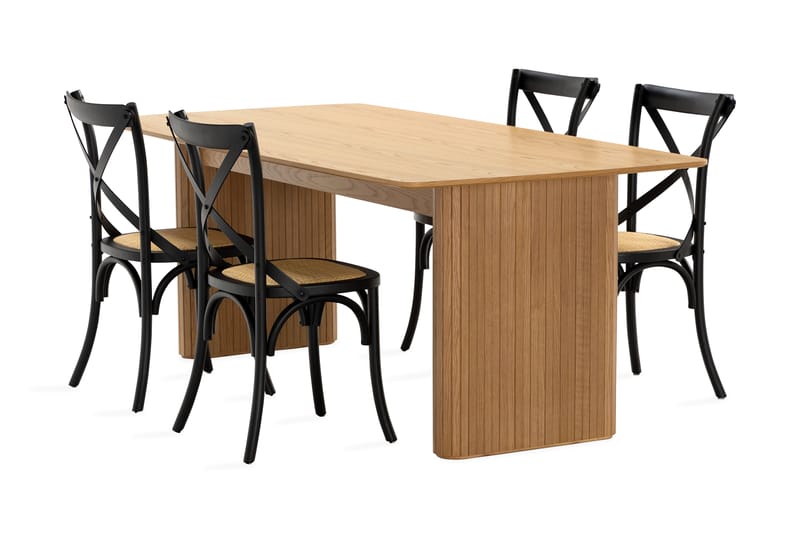 Nixrai Spisebord 200 cm med 4 Kalb Spisestoler - Eik - Spisegrupper