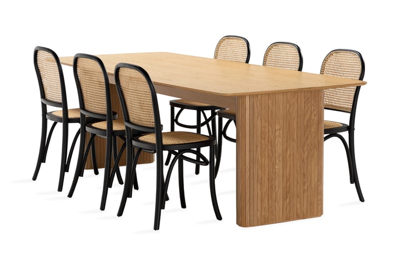 Nixrai Spisebord 240 cm med 6 Bjarshog Spisestoler - Eik - Spisegrupper