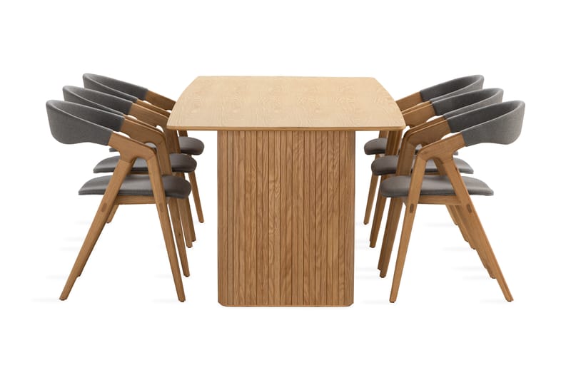 Nixrai Spisebord 240 cm med 6 Jerup Spisestoler - Eik - Spisegrupper