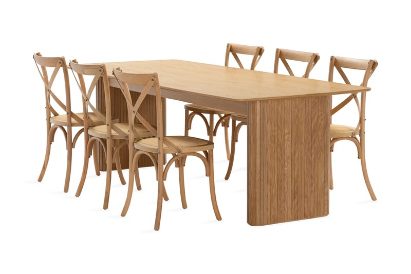 Nixrai Spisebord 240 cm med 6 Kalb Spisestoler - Eik - Spisegrupper