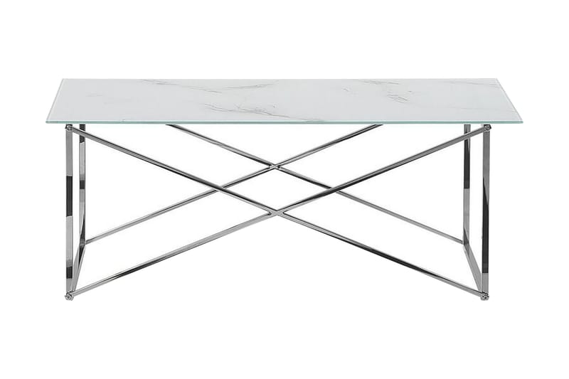Nod Sofabord 100 cm Marmormønster - Hvit/Sølv - Sofabord