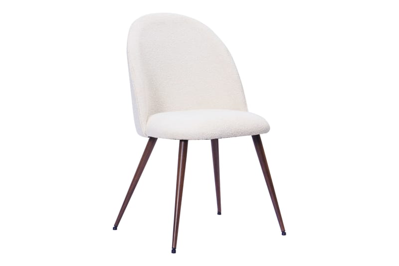 Noira Lite Rundt Spisebord Valnøtt 120 cm med 4 Nibe Plus Spisestoler - Brun / Hvit Bouclé / Metallben Valnøtt - Møbler - Bord - Spisegrupper