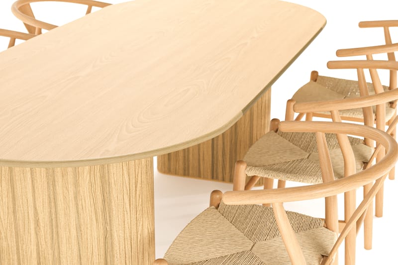 Noira Oval Matgruppe 220 cm med 6 Dastoori Spisestol - Natur - Møbler - Bord - Spisegrupper