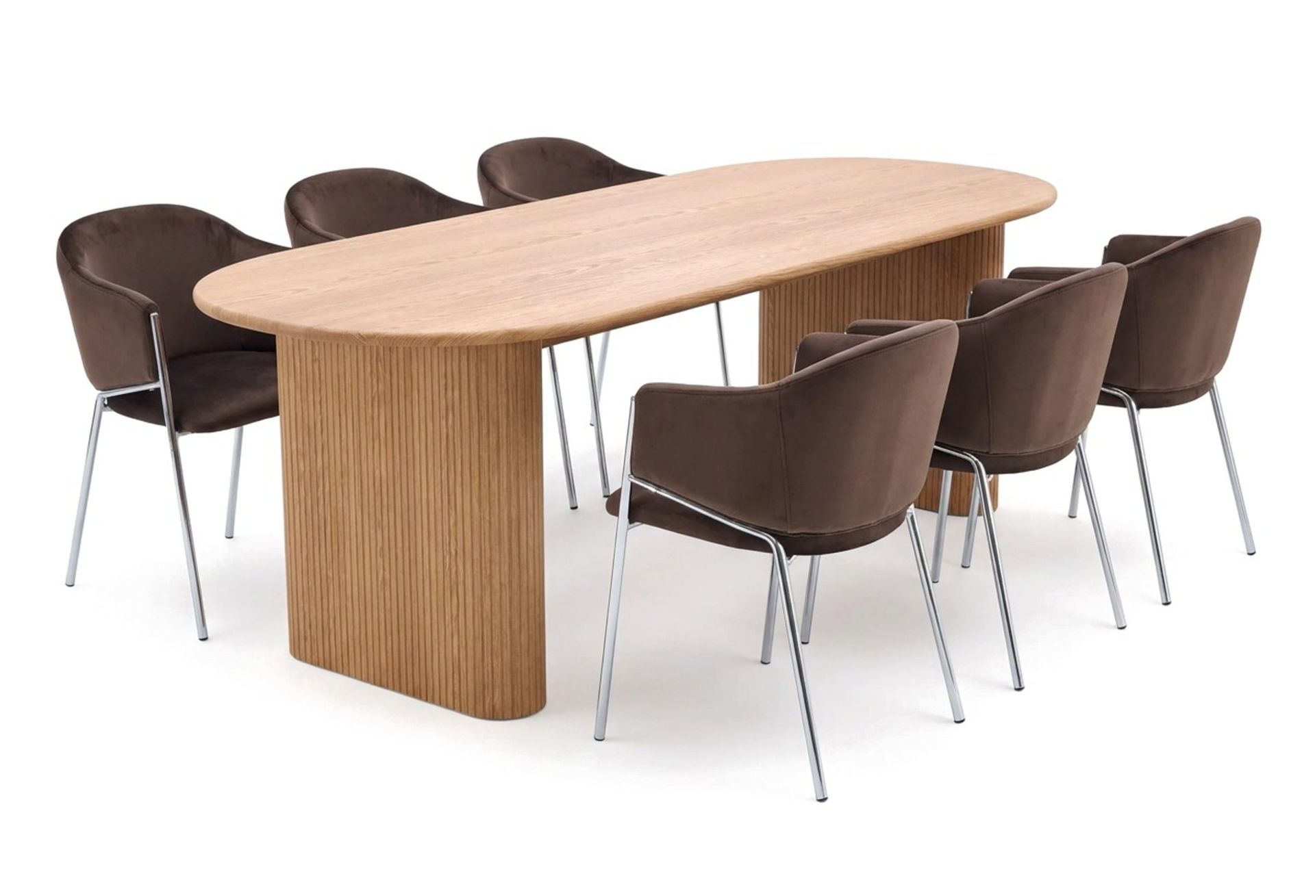 Noira oval spisegruppe 180 cm med 6 Filip spisestoler - Eik