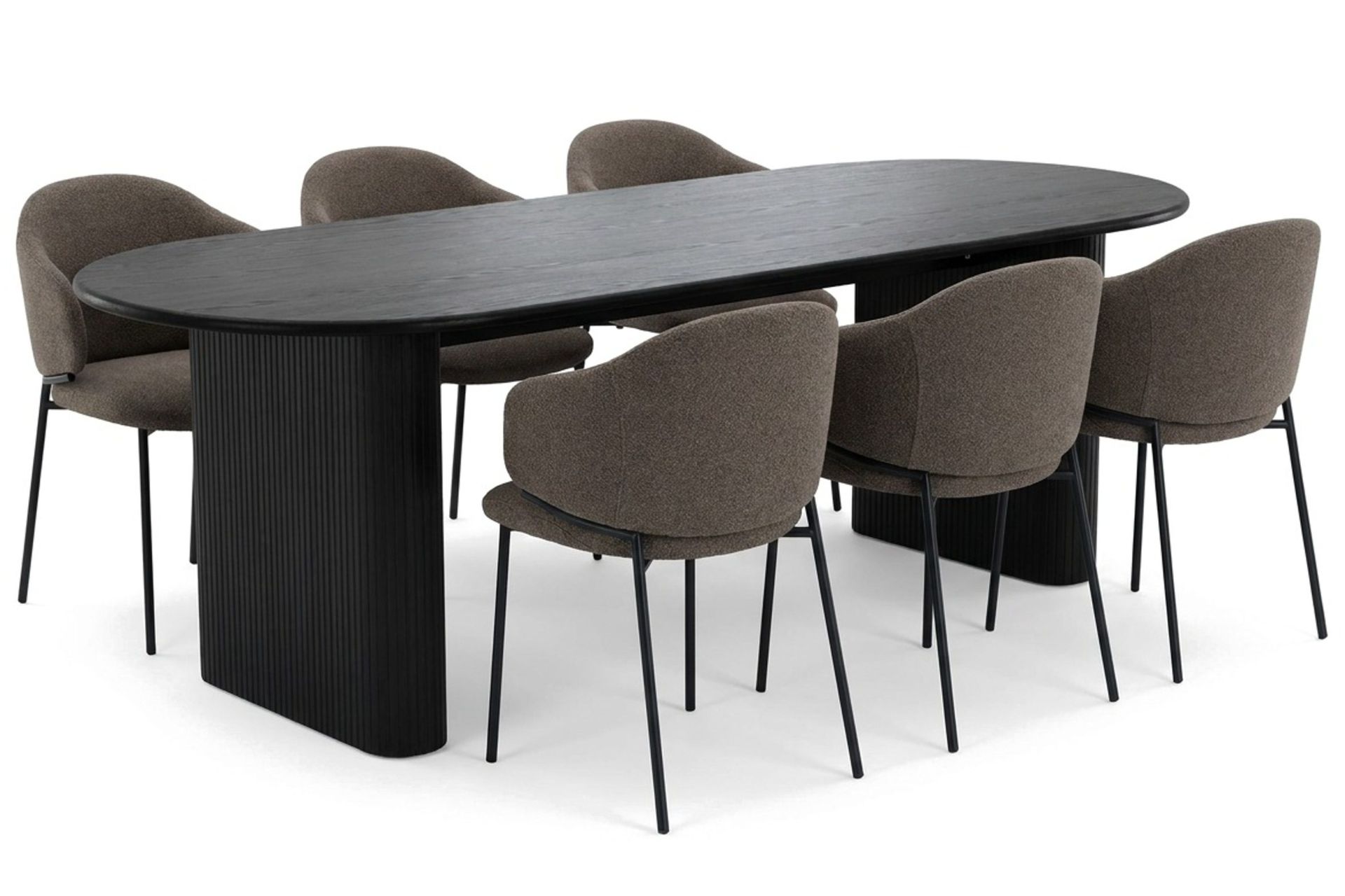 Noira oval spisegruppe 180 cm med 6 Filip spisestoler - Svartbeiset eik
