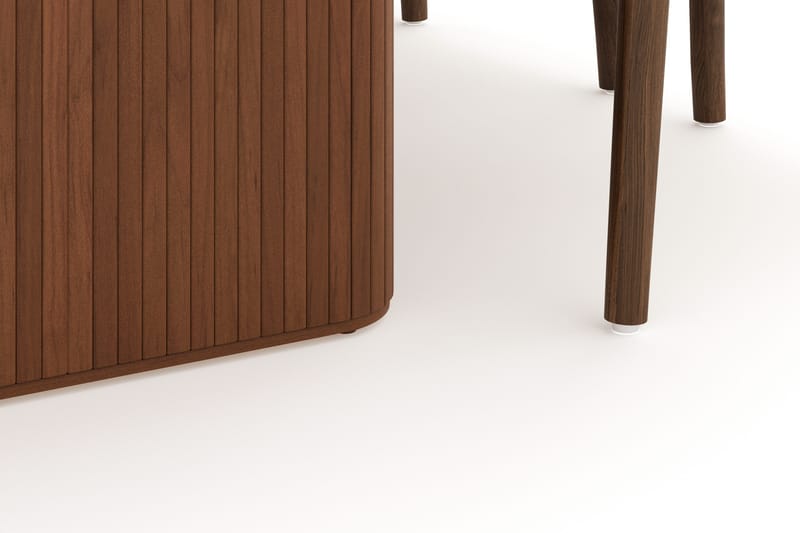 Noira Oval Spisegruppe 220 cm Valnøtt med 6 Dastoori Spisestoler - Ribbet / Natur / Mørkebrun / Brunt Tre - Møbler - Bord - Spisegrupper