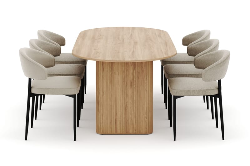 Noira Ovalt Spisebord 220 cm med 6 Sawako Stoler - Natur - Møbler - Bord - Spisegrupper