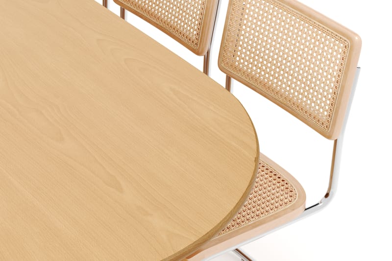 Noira Ovalt Spisebord 220 cm med 6 stk Build Matstkolar - Natur - Møbler - Bord - Spisegrupper