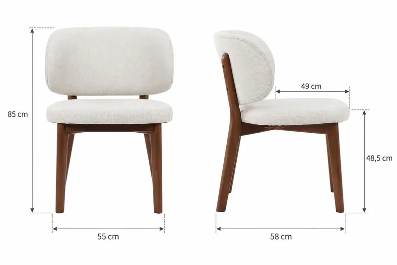 Noira rektangulær spisegruppe 220 cm – Spisebord med 6 Eira spisestoler i tre med valnøttutseende - Brun - Møbler - Bord - Spisegrupper