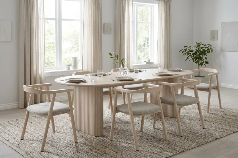 Noira spisebord 180x90cm - Hvitlasert - Møbler - Bord - Spisebord & kjøkkenbord