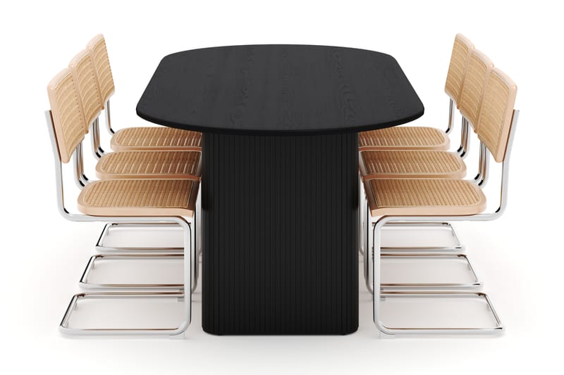 Noira Spisebord 220 cm Eik med 6 Build Spisestoler - Svart - Møbler - Bord - Spisegrupper