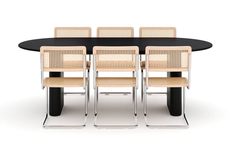 Noira Spisebord 220 cm Eik med 6 Build Spisestoler - Svart - Møbler - Bord - Spisegrupper