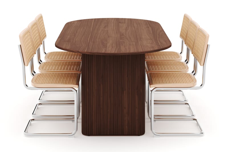 Noira Spisebord 220 cm Valnøtt med 6 Build Spisestoler - Brun - Møbler - Bord - Spisegrupper