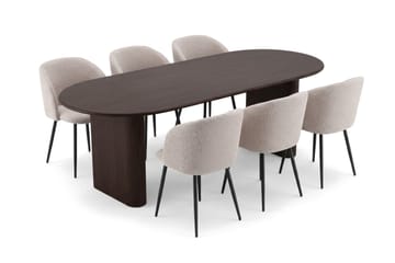 Noira spisegruppe, rektangulær 220 cm, med 6 Greya spisestoler - Røkt eik - Møbler - Bord - Spisegrupper