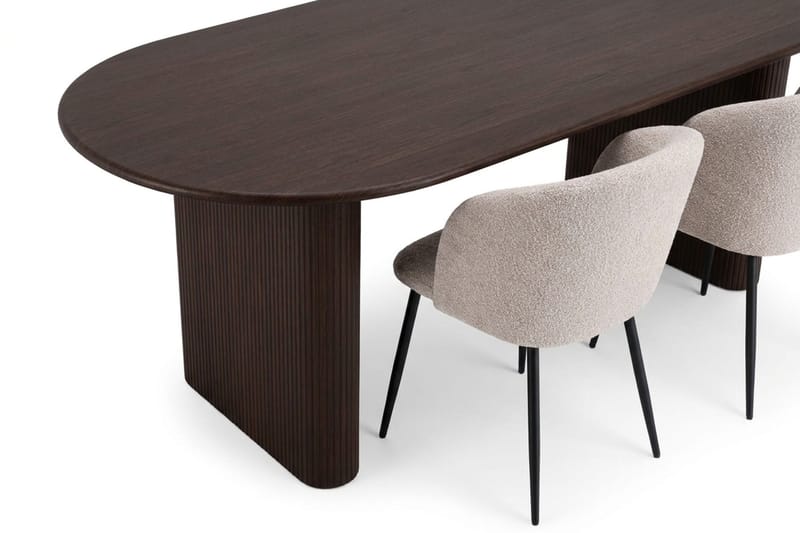 Noira spisegruppe, rektangulær 220 cm, med 6 Greya spisestoler - Røkt eik - Møbler - Bord - Spisegrupper