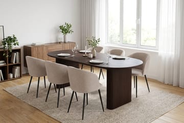 Noira spisegruppe, rektangulær 220 cm, med 6 Greya spisestoler - Røkt eik - Møbler - Bord - Spisegrupper