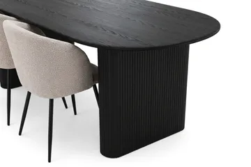 Noira spisegruppe, rektangulær 220 cm, med 6 Greya spisestoler - Svartbeiset eik - Møbler - Bord - Spisegrupper
