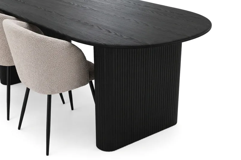 Noira spisegruppe, rektangulær 220 cm, med 6 Greya spisestoler - Svartbeiset eik - Møbler - Bord - Spisegrupper