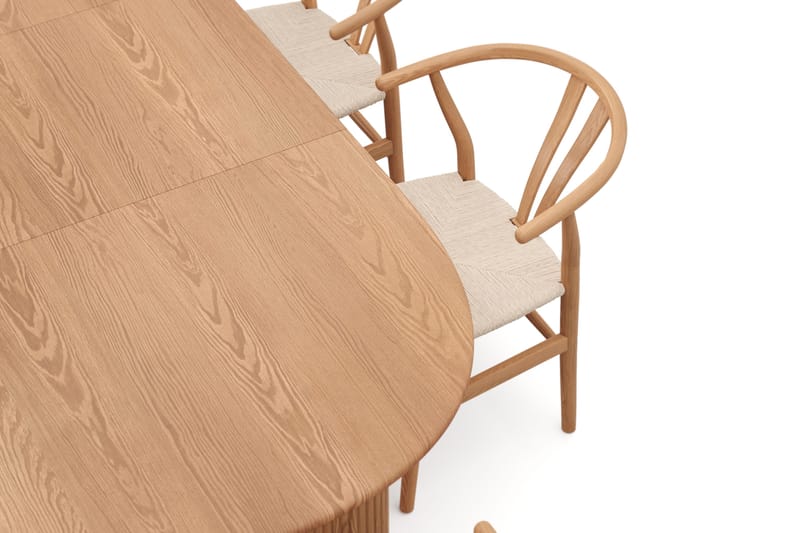 Noira spisegruppe, uttrekkbar 160–220 cm, eik med 6 Dastoori spisestoler - Eik - Møbler - Bord - Spisegrupper