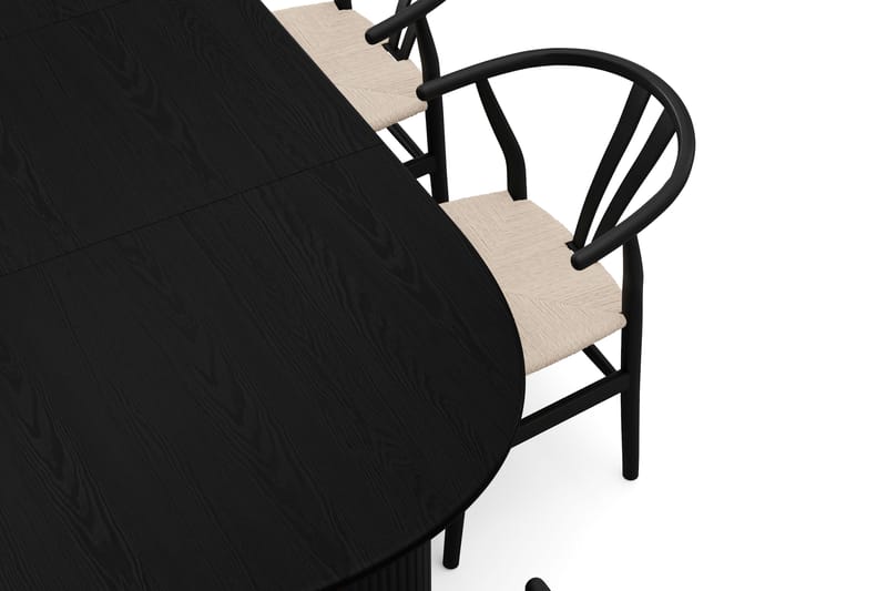 Noira spisegruppe, uttrekkbar 160–220 cm, svart med 6 Dastoori spisestoler - Svart - Møbler - Bord - Spisegrupper